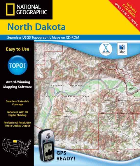 North Dakota - Topo! -  Geological Survey,  Rand McNally