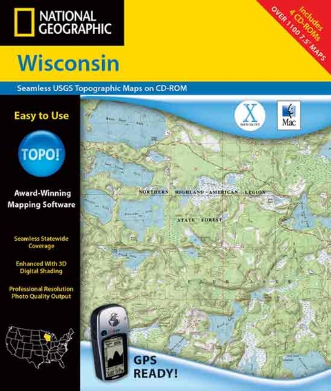 Recreation Map - Wisconsin - Topo! -  Rand McNally,  Geological Survey