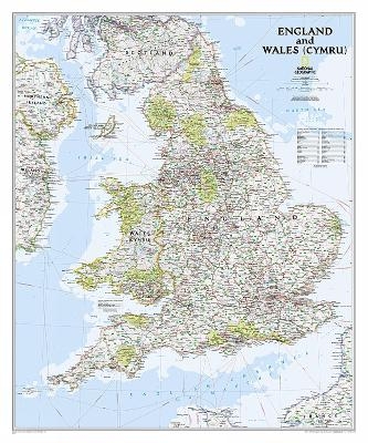 England And Wales Classic, Laminated - National Geographic Maps