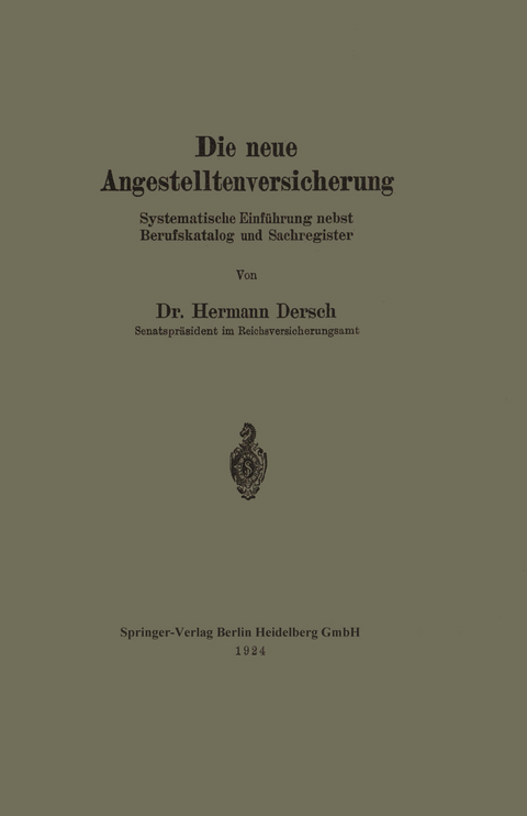 Die neue Angestelltenversicherung - Hermann Dersch