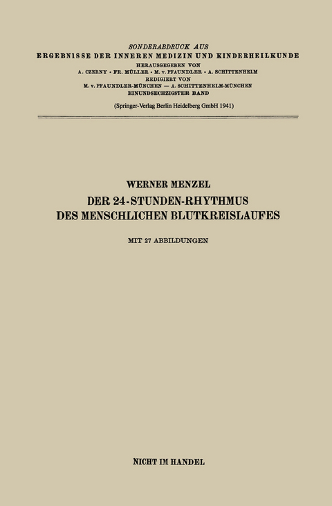 Der 24-Stunden-Rhythmus des menschlichen Blutkreislaufes - Werner Menzel