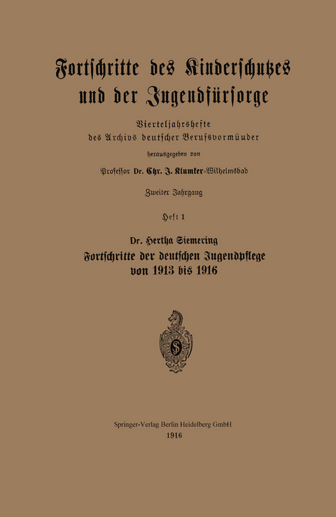 Fortschritte des Kinderschutzes und der Jugendfürsorge - Bertha Siemeing