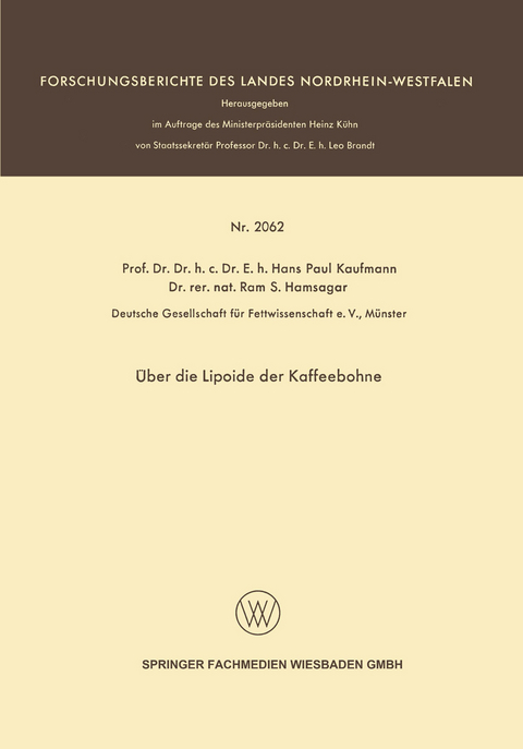 Über die Lipoide der Kaffeebohne - Hans Paul Kaufmann