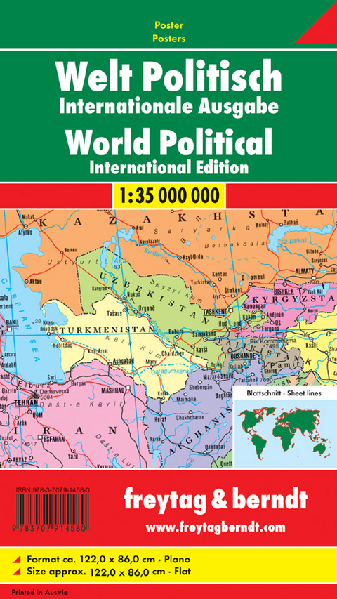 Welt politisch, international, 1:35 Mill., Poster - 