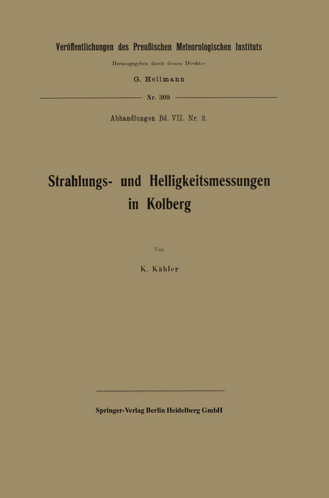 Strahlungs- und Helligkeitsmessungen in Kolberg - Karl Kaehler