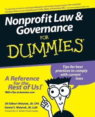 Nonprofit Law and Governance For Dummies - Jill Gilbert Welytok, Daniel S. Welytok