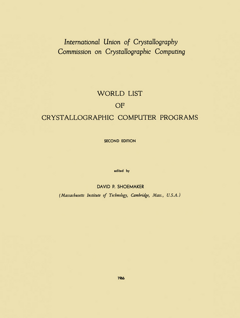 World List of Crystallographic Computer Programs - 