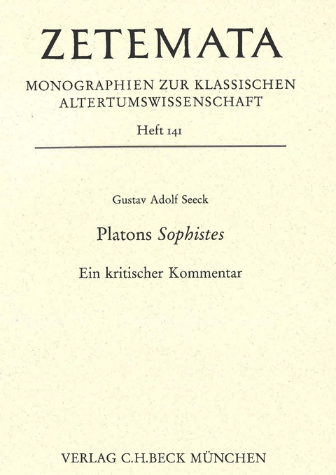 Platons Sophistes - Gustav Adolf Seeck