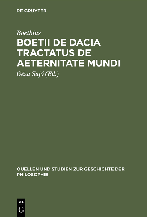 Boetii de Dacia tractatus De aeternitate mundi -  Boethius