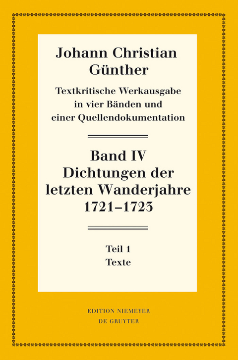 Dichtungen der letzten Wanderjahre 1721-1723 - 