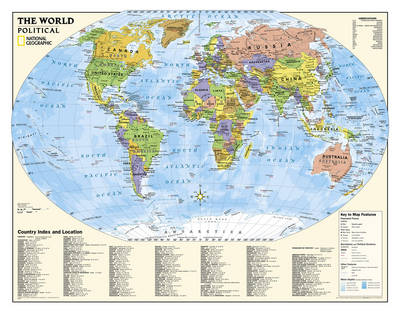 Kids Political World Education (Grades 4-12) Flat -  National Geographic Maps