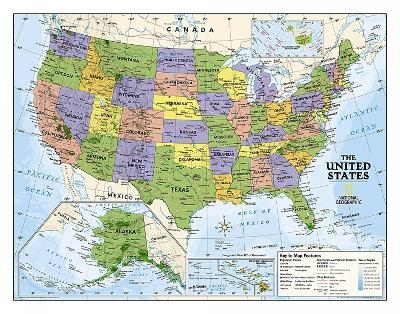 Kids Political USA Education (grades 4-12) Flat - National Geographic Maps