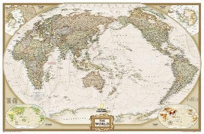 World Executive, Pacific Centered, Enlarged &, Laminated - National Geographic Maps