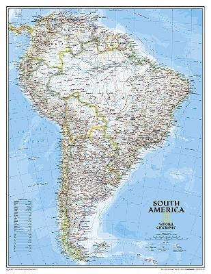 South America Classic, enlarged &, tubed - National Geographic Maps