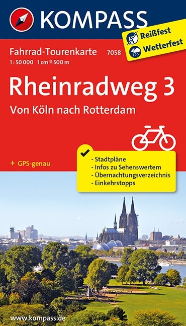 Fahrrad-Tourenkarte Rheinradweg 3, Von Köln nach Rotterdam - 