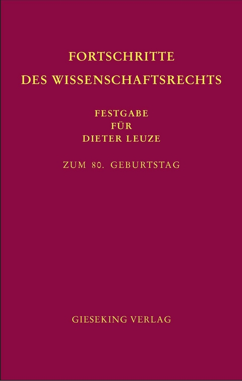 Fortschritte des Wissenschaftsrechts - Pallme Palme,  Epping,  Anderbrügge,  Peters