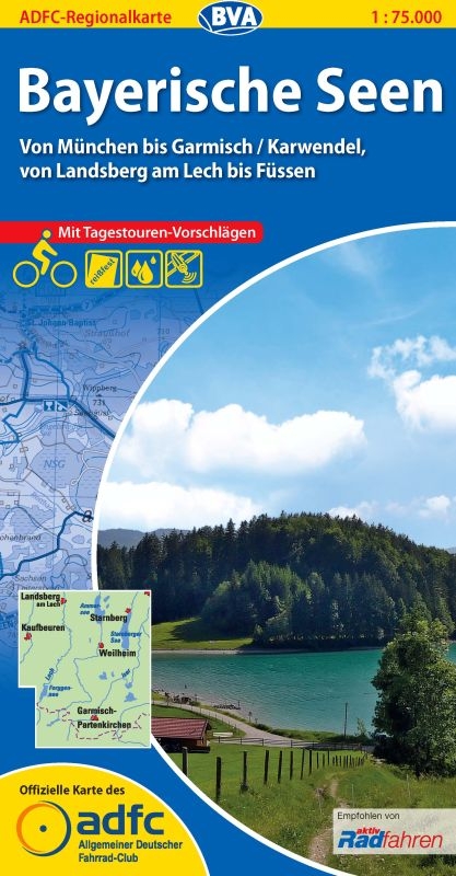 ADFC-Regionalkarte Bayerische Seen mit Tagestouren-Vorschlägen, 1:75.000, reiß- und wetterfest, GPS-Tracks Download