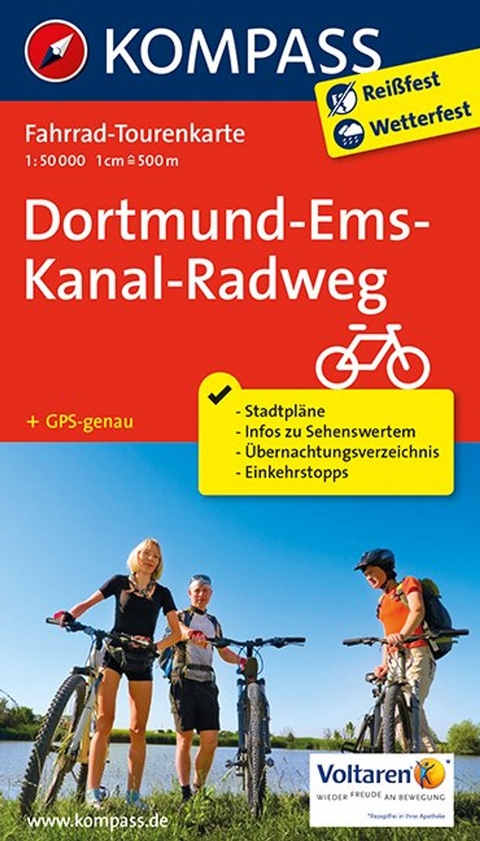 KOMPASS Fahrrad-Tourenkarte Dortmund-Ems-Kanal-Radweg 1:50.000