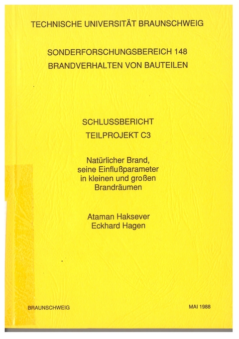 Natürlicher Brand, seine Einflussparameter in kleinen und grossen Brandräumen - Ataman Haksever, Eckhard Hagen