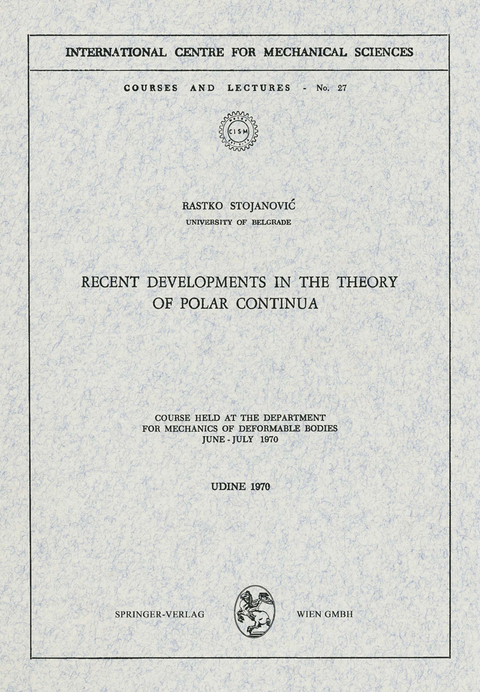 Recent Developments in the Theory of Polar Continua - Rastko Stojanovic