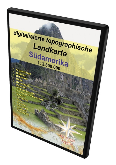 Digitalisierte topografische Südamerika-Landkarte - 