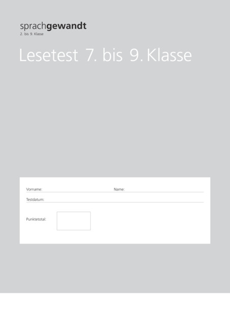 sprachgewandt 2. bis 9. Klasse / Lesetest 7. bis 9. Klasse à 10 Stück -  Autorenteam