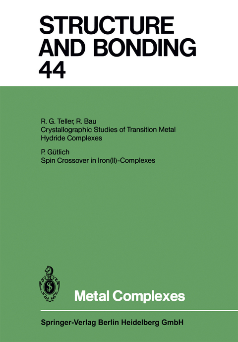 Metal Complexes - Xue Duan, Lutz H. Gade, Gerard Parkin, Kenneth R. Poeppelmeier, Fraser Andrew Armstrong, Mikio Takano, David Michael P. Mingos