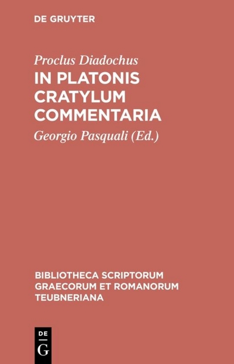 In Platonis Cratylum commentaria -  Proclus Diadochus