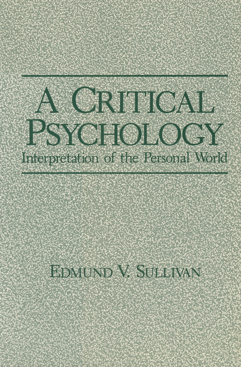 A Critical Psychology - Edmund V. Sullivan