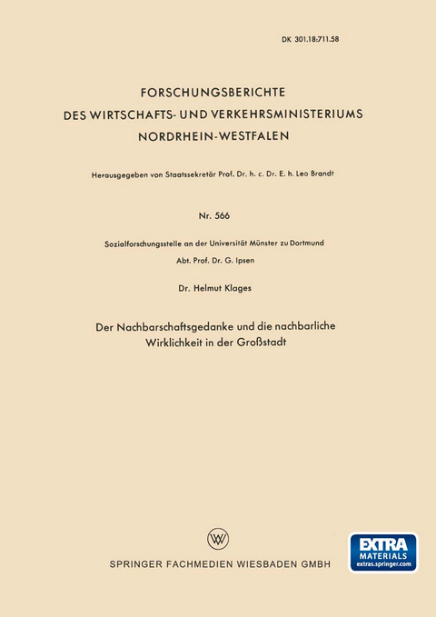 Der Nachbarschaftsgedanke und die nachbarliche Wirklichkeit in der Großstadt - Helmut Klages