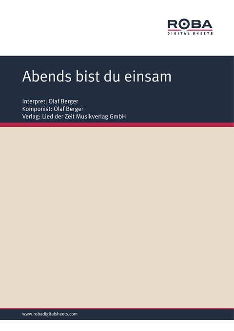 Abends bist du einsam - Dieter Schneider, Olaf Berger