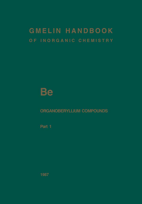 Be Organoberyllium Compounds - Hubert Schmidbaur