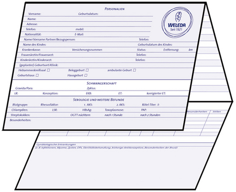 Weleda Hebammen-Karteikarte - Angela Wehr