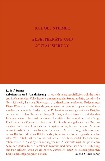 Arbeiterräte und Sozialisierung - Rudolf Steiner