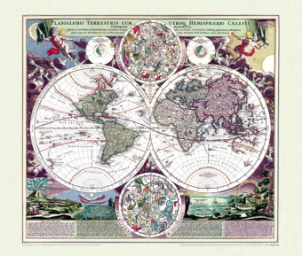 Historische WELTKARTE um 1710 - Johann B. Homann (Plano 77 x 65 cm) - Johann Baptist Homann