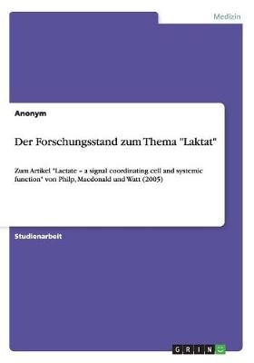 Der Forschungsstand zum Thema "Laktat"