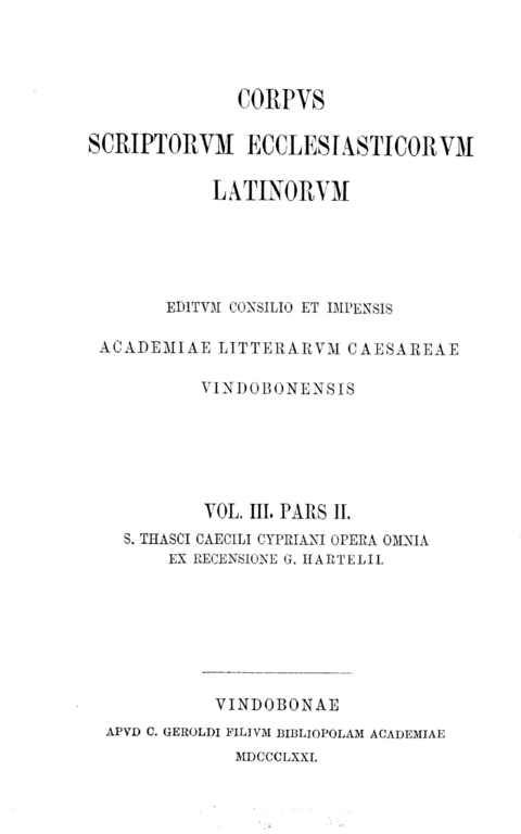 Sancti Thasci Caecili Cypriani opera omnia pars II - 