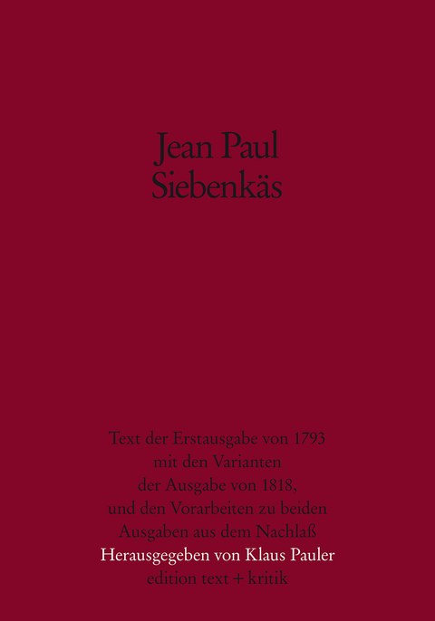 Siebenkäs - Jean Paul Jean Paul