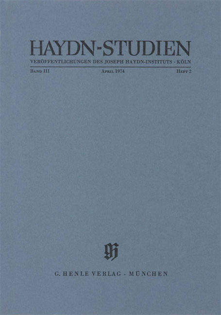 Haydn-Studien. Veröffentlichungen des Joseph Haydn-Instituts, Köln. Band III, Heft 2, April 1974 - Hans-Jürgen Horn, Gerhard Croll, Georg Feder, Sonja Gerlach, Geoffrey Chew, Nora Platz