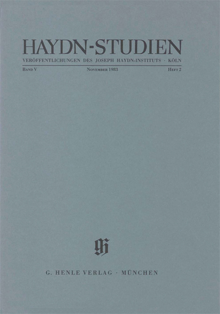 Haydn-Studien. Veröffentlichungen des Joseph Haydn-Instituts Köln. Band V, Heft 2, März 1982 - Martin Staehelin, Sonja Gerlach, Helmut Wirth, Georg Feder, Bertil H. van Boer, Günter Thomas