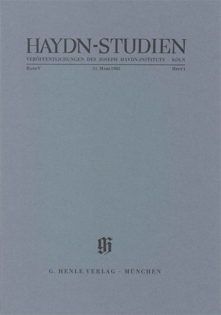 Haydn-Studien. Veröffentlichungen des Joseph Haydn-Instituts Köln. Band V, Heft 1, Mai 1980 - Friedrich Lippmann, Siegfried Wiesel, Horst Walter, Bruce C. MacIntyre, Georg Feder, Franz Hermann Franken, Michelle Fillion, Günther J Thomas