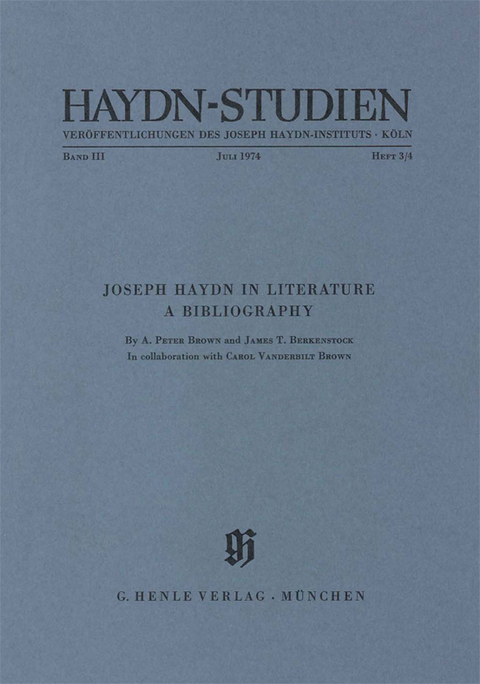 Haydn-Studien. Veröffentlichungen des Joseph Haydn-Instituts, Köln / , Band III, Heft 3/4, Juli 1974