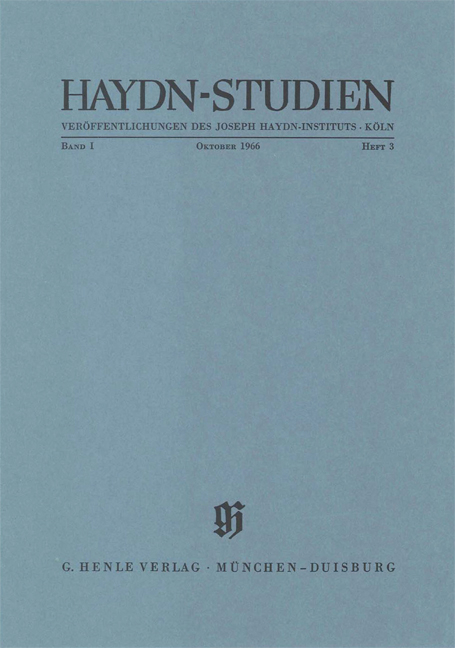 Haydn Studien. Veröffentlichungen des Joseph Haydn-Instituts Köln. Band I, Heft 3, Oktober 1666 - Martin Stern, Georg Feder