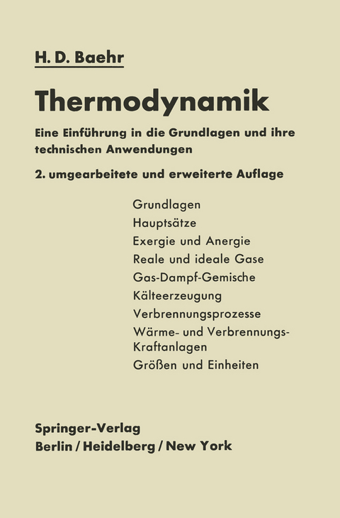 Thermodynamik - Hans Dieter Baehr