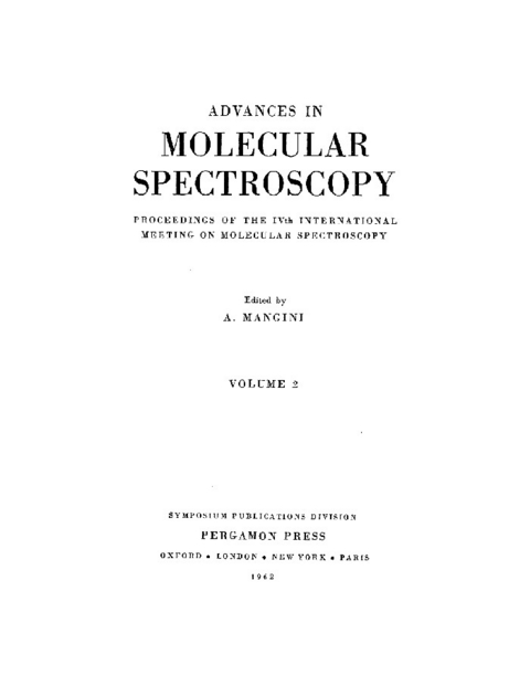 Advances in Molecular Spectroscopy - 