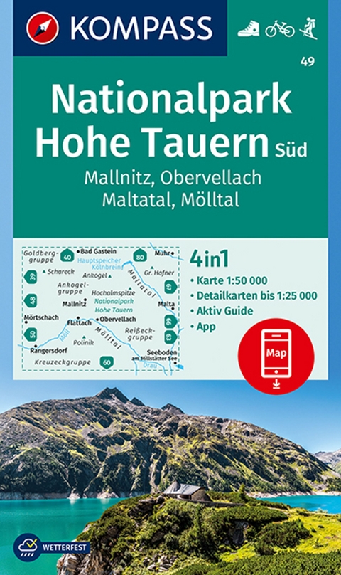 KOMPASS Wanderkarte 49 Nationalpark Hohe Tauern Süd, Mallnitz, Obervellach, Maltatal, Mölltal 1:50.000