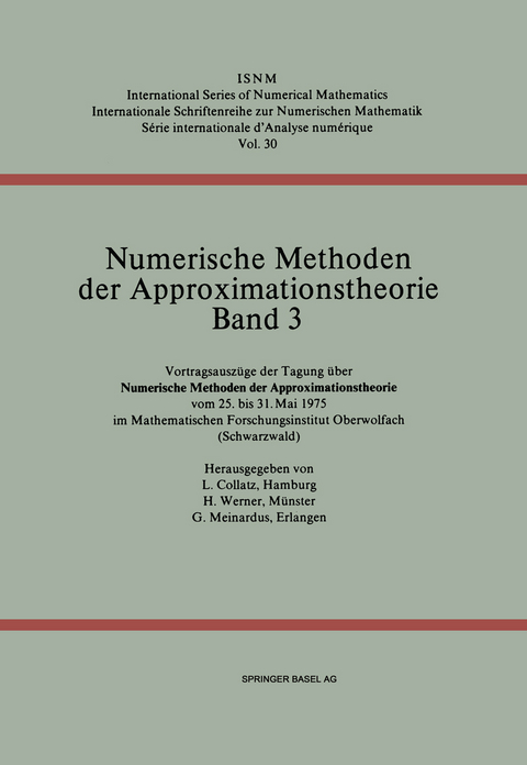 Numerische Methoden der Approximationstheorie/Numerical Methods of Approximation Theory -  Meinardus,  Collatz,  Werner