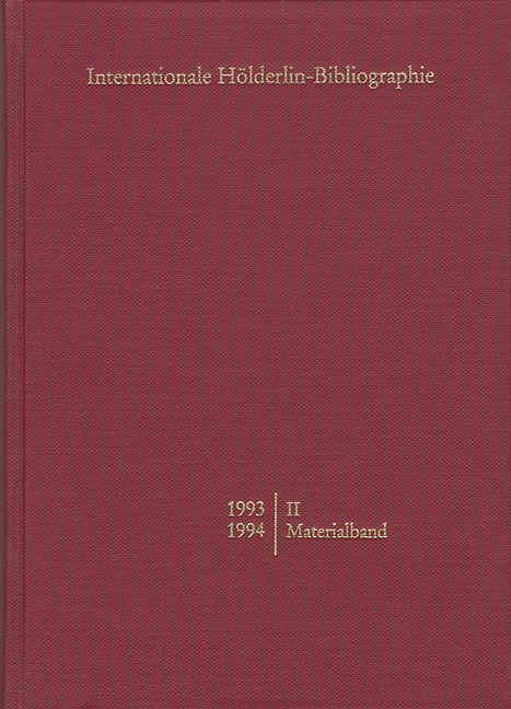 Internationale Hölderlin-Bibliographie / 1995-1996. II Materialband