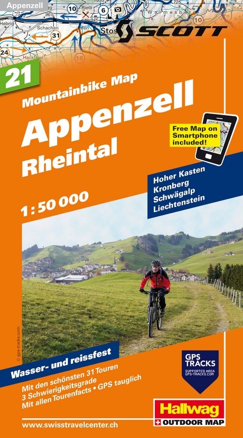 Hallwag Mountainbike-Karte 21 Appenzell 1:50.000