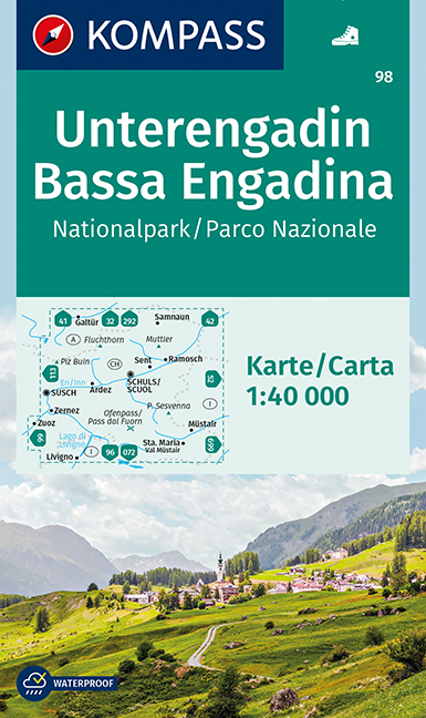 KOMPASS Wanderkarte Unterengadin, Bassa Engadina, Nationalpark, Parco Nazionale - 